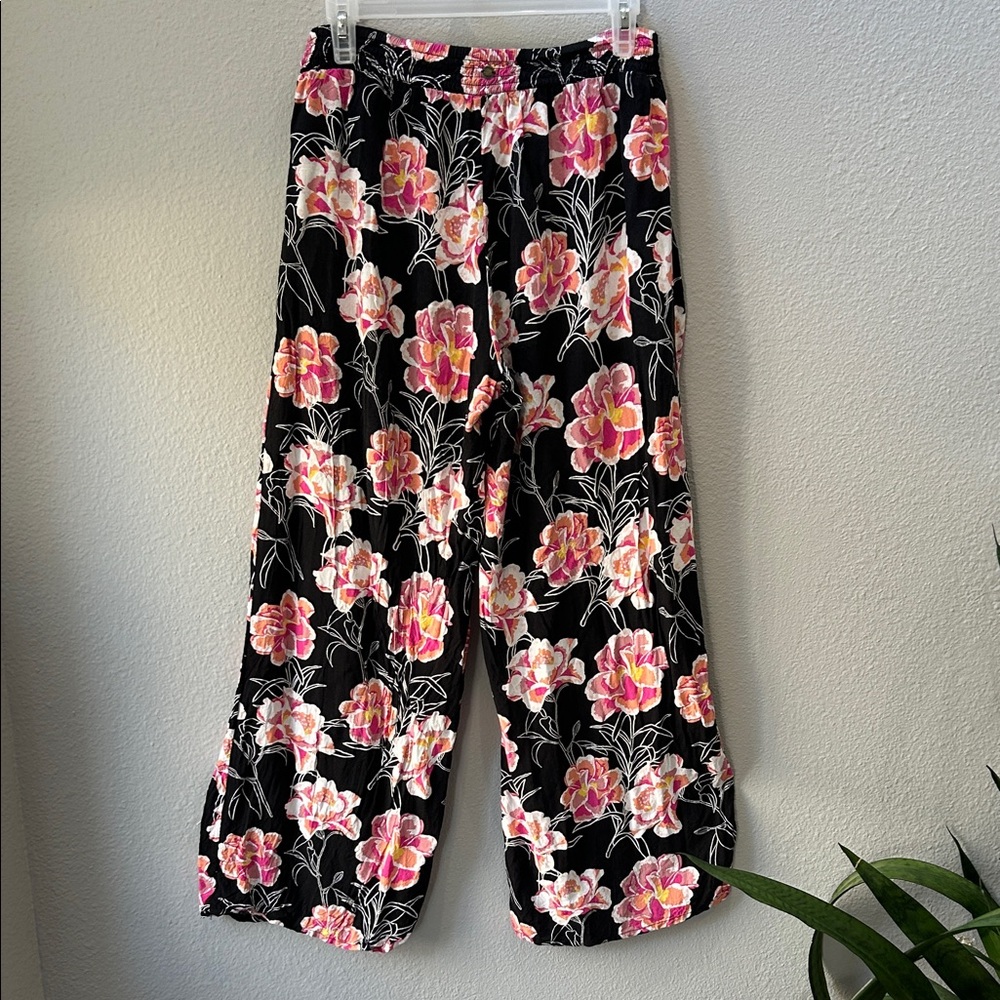 Roxy Floral Print Wide Leg Pants M - Picture 3 of 8